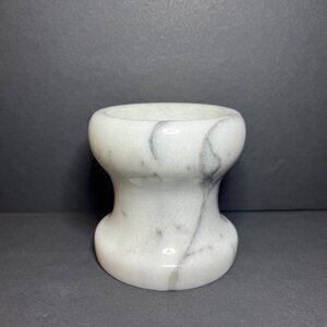 Vintage Georges Briard Decorative White & Grey Solid Marble Candle Holder 4 x 4"